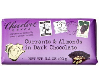 Chocolove Currants & Almonds in Dark Choc Bar